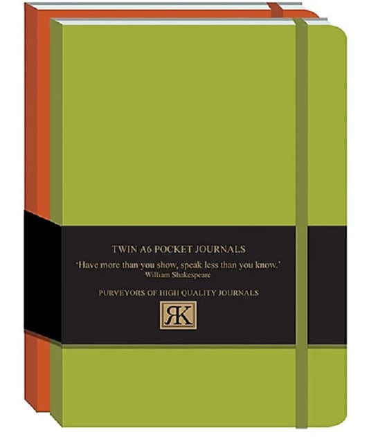 Pocket Pu Journal Twin Pack With Black & Gold Foil Bellyband (Orange & L.Green)