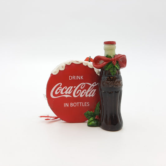 Coca - Cola Bottle W/Disk Resin Ornament