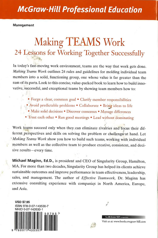*Making Team Work: 24 Lessons For Working Together Successfully (Mcgraw-Hill Professional Education)