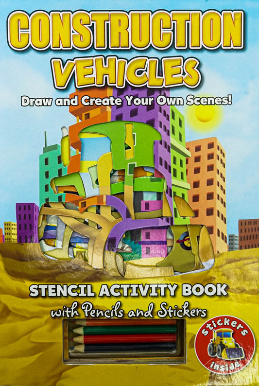 Construction Vehicles: Stencil Activity Book