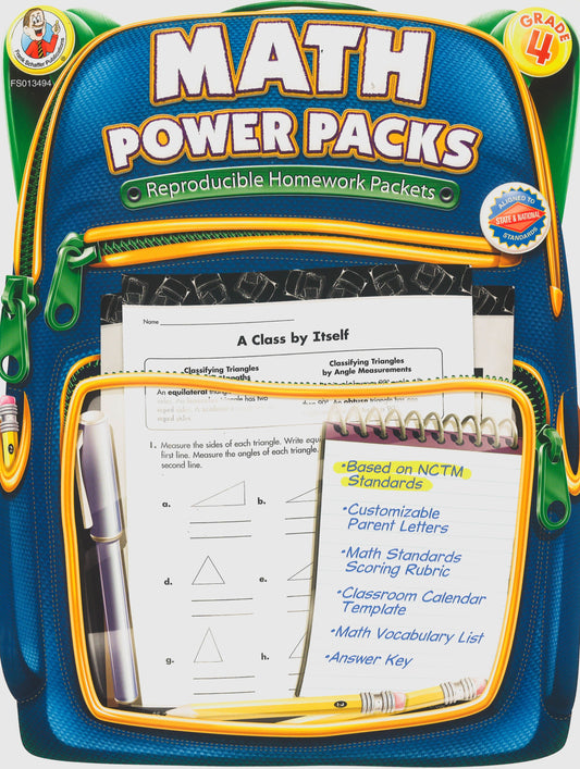 Math Power Packs Grade 4 Reproducible Homework Pack