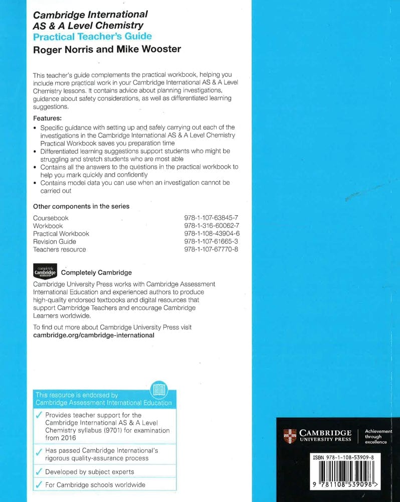 Cambridge International As & A Level Chemistry Practical Teacher's Guide