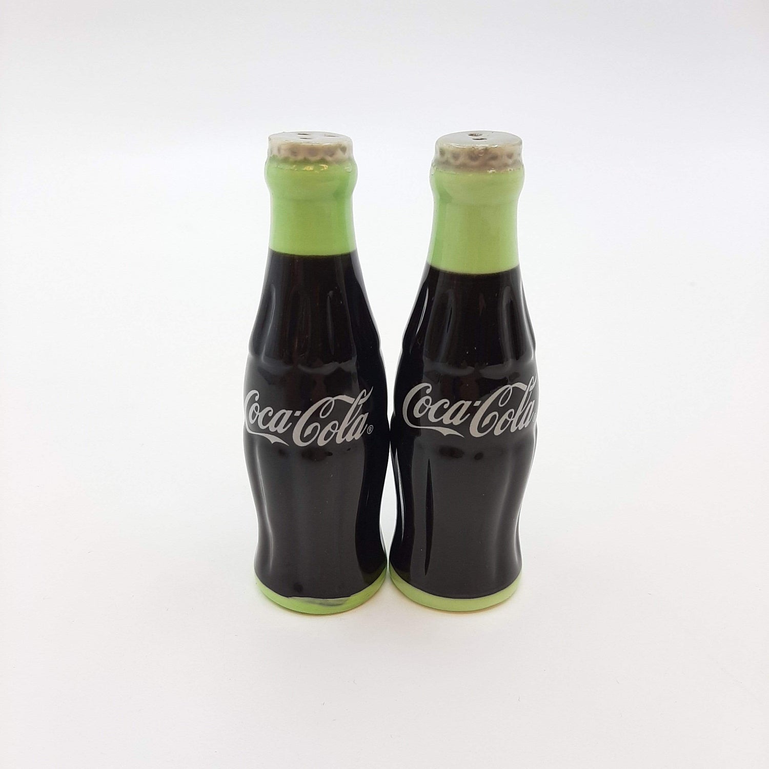 COCA-COLA 4" CERAMIC CONTOUR BOTTLE S&P SHAKERS
