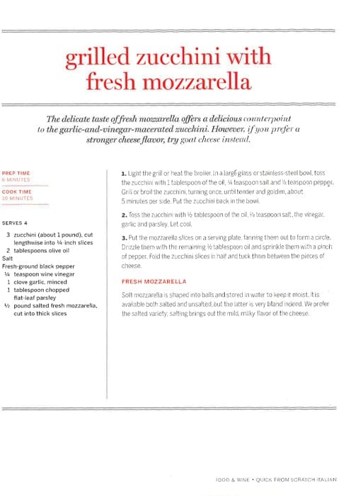 "Food & Wine" Quick From Scratch Italian Cookbook