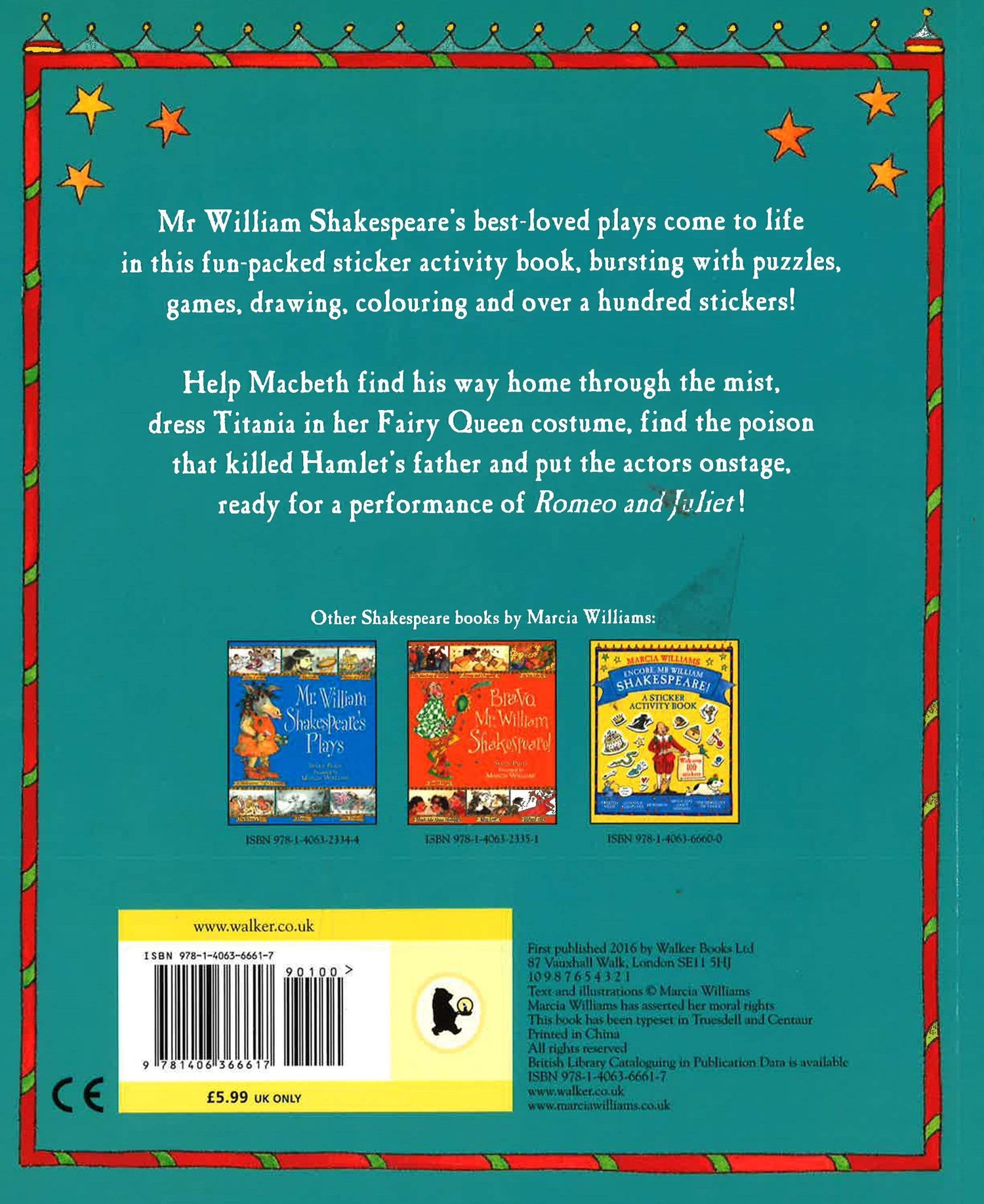 HOORAY FOR MR WILLIAM SHAKESPEARE: A STICKER ACTIVITY BOOK
