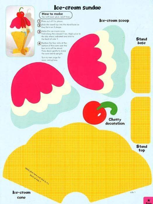 Ice-Cream Sundae Press Out And Make Sticker Activity