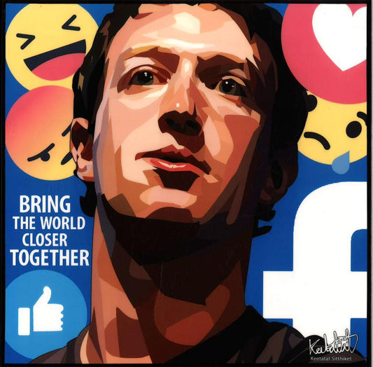 MARK ZUCKERBERG VER.2_BRING THE WORLD POP ART (10X10)