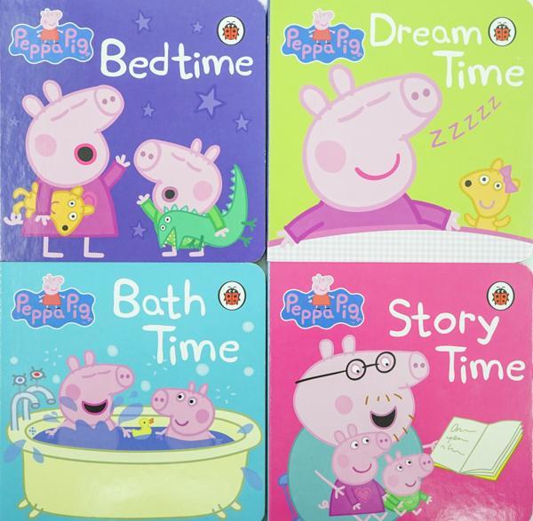 Peppa Pig 4 Board Books Set Bedtime Library Collection Board Book