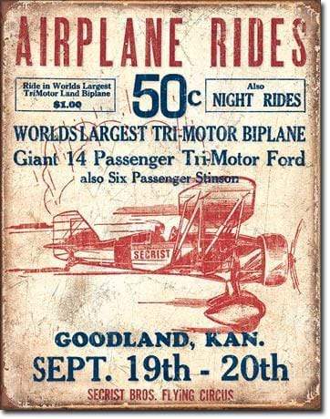 Tin Sign: Secrist Flying Circus (40.50 CM X 31.50 CM)